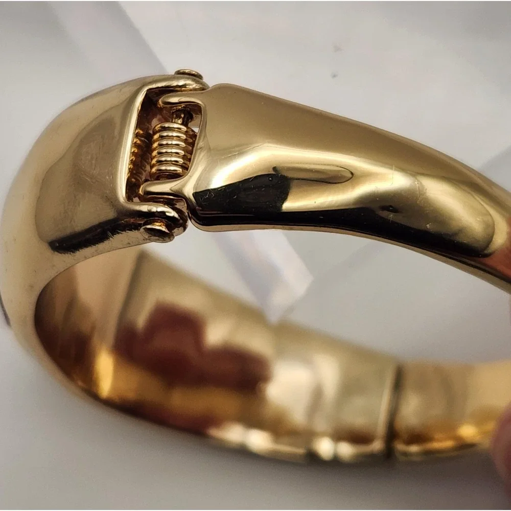 Robert Lee Morris RLM SOHO Gold Tone Hinged Bangle Bracelet Purple Crystal